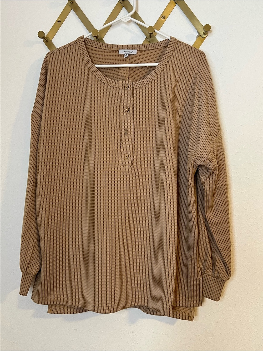 NWOT White Birch Knit Henley Top - Camel